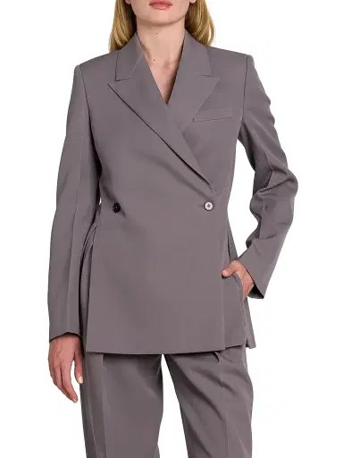 Jil Sander Women's Wool Double-Breasted Jacket - Red Lotus - Size 8 | Thumbnail 3
