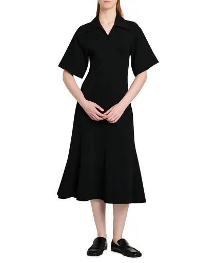 Jil Sander Women's Crepe A-Line Midi-Dress - Black | Thumbnail 3 Jil Sander Women's Crepe A-Line Midi-Dress - Black | Thumbnail 3