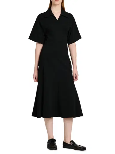 Jil Sander Women's Crepe A-Line Midi-Dress - Black | Thumbnail 4 Jil Sander Women's Crepe A-Line Midi-Dress - Black | Thumbnail 4