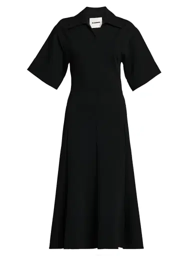 Jil Sander Women's Crepe A-Line Midi-Dress - Black | Thumbnail 1 Jil Sander Women's Crepe A-Line Midi-Dress - Black | Thumbnail 1