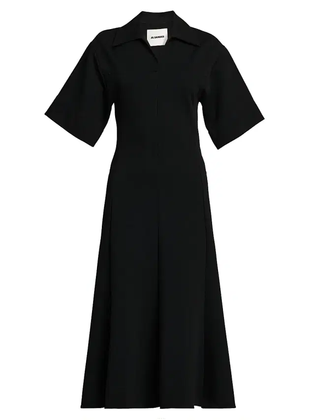 Jil Sander Women's Crepe A-Line Midi-Dress - Black