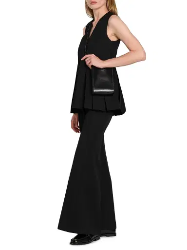 Jil Sander Women's Pleated Wool V-Neck Sleeveless Top - Black - Size 2 | Thumbnail 2 Jil Sander Women's Pleated Wool V-Neck Sleeveless Top - Black - Size 2 | Thumbnail 2