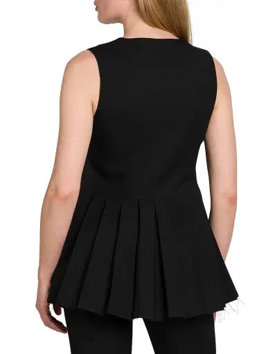 Jil Sander Women's Pleated Wool V-Neck Sleeveless Top - Black - Size 2 | Thumbnail 5 Jil Sander Women's Pleated Wool V-Neck Sleeveless Top - Black - Size 2 | Thumbnail 5
