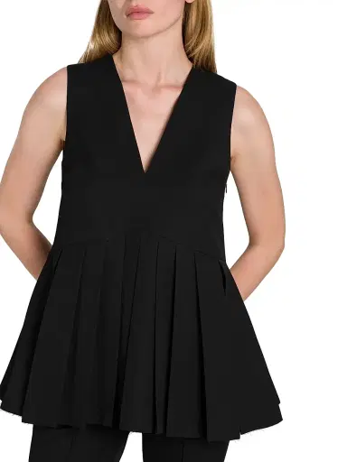 Jil Sander Women's Pleated Wool V-Neck Sleeveless Top - Black - Size 2 | Thumbnail 6 Jil Sander Women's Pleated Wool V-Neck Sleeveless Top - Black - Size 2 | Thumbnail 6