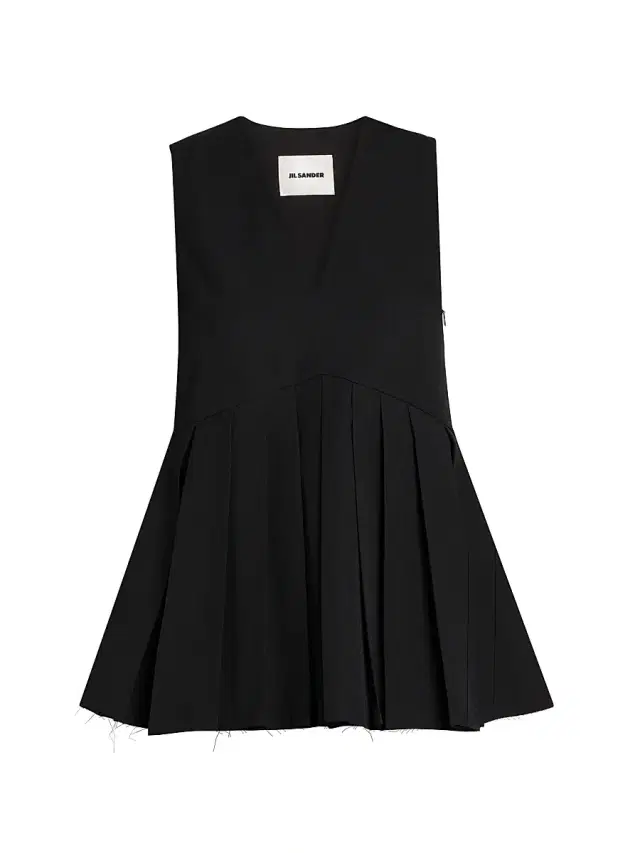 Jil Sander Women's Pleated Wool V-Neck Sleeveless Top - Black