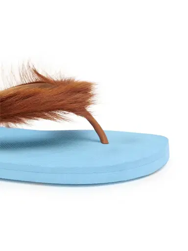 Marni Men's Long Calf Hair Flip-Flop Sandals - Leather Blue - Size 13 | Thumbnail 6