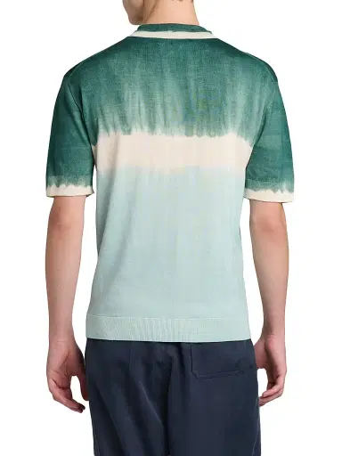 Marni Men's Dip-Dyed Wool-Silk Polo Shirt - Water Blue | Thumbnail 5