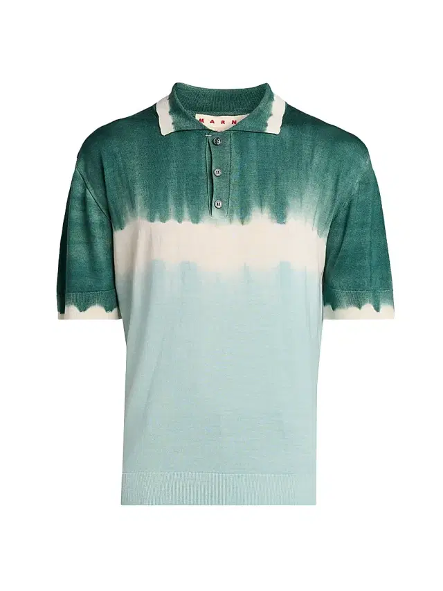 Men's Dip-Dyed Wool-Silk Polo Shirt - Water Blue