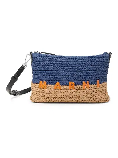Marni Men's Logo Woven Flat Pochette Bag - Blue Pompe Carrot | Thumbnail 1