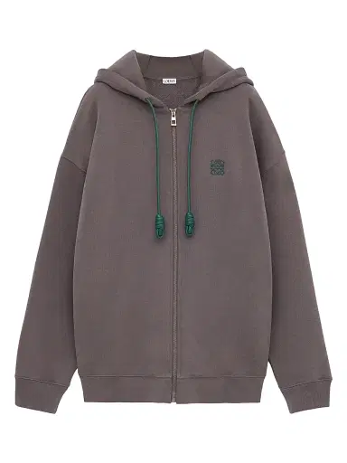 Loewe Men's Anagram Cotton-Blend Full-Zip Hoodie - Dark Grey - Size XXL | Thumbnail 1