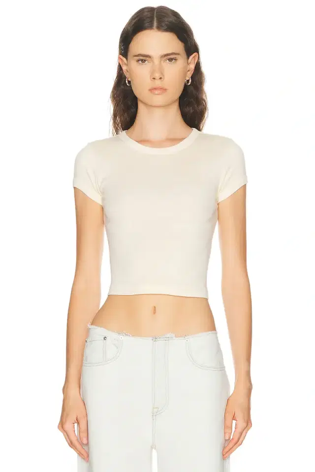 Enza Costa Supima Baby Rib Cropped Tee