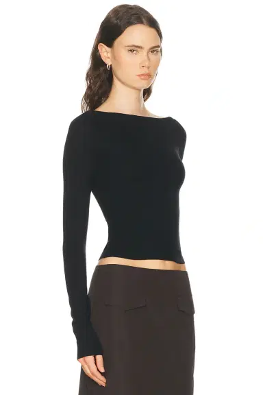 ÉTERNE Long Sleeve Boatneck Top | Thumbnail 2