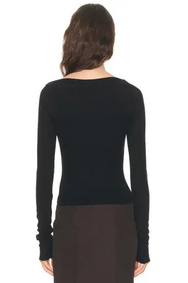 ÉTERNE Long Sleeve Boatneck Top | Thumbnail 3