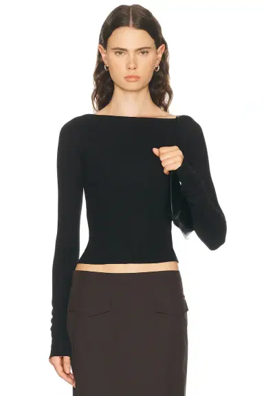 ÉTERNE Long Sleeve Boatneck Top | Thumbnail 1