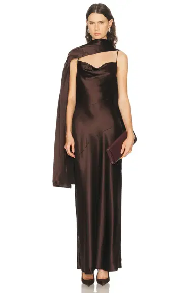 NICHOLAS Nelia Maxi Cape Slip Dress | Thumbnail 1 NICHOLAS Nelia Maxi Cape Slip Dress | Thumbnail 1