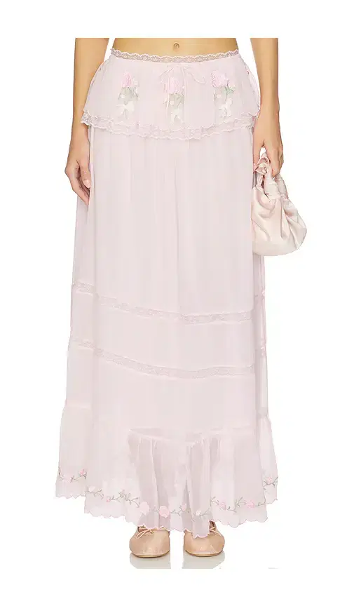 For Love & Lemons Rae Rose Maxi Skirt