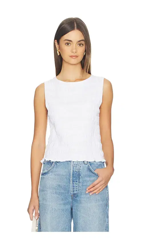 Smocked Boatneck Tank Top