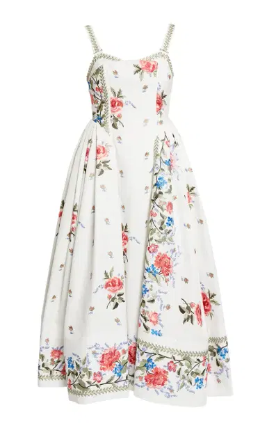 Erdem Floral Bustier Cotton Midi Dress | Thumbnail 5