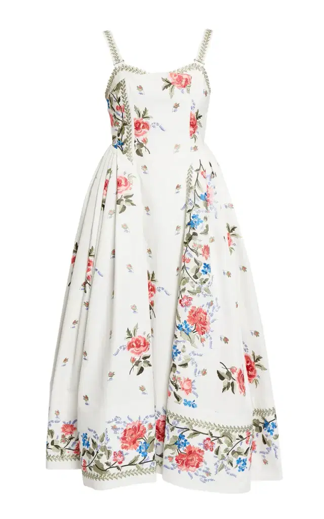 Floral Bustier Cotton Midi Dress Floral Bustier Cotton Midi Dress