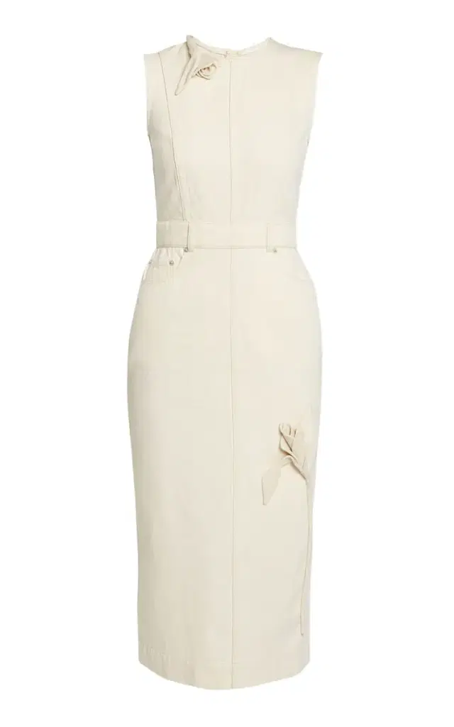 Embroidered Fluted Cotton Midi Dress