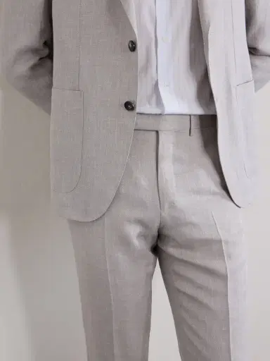 Zegna Slim-Fit Tapered Pleated Wool, Linen and Silk-Blend Suit Trousers - Men | Thumbnail 5