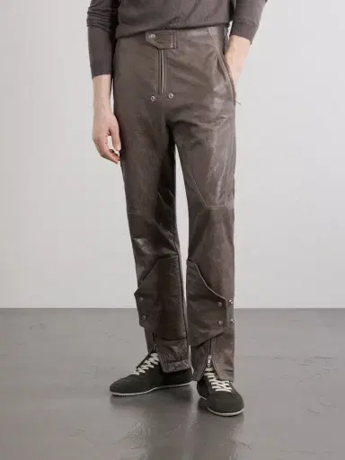 Rick Owens Motopants Straight-Leg Panelled Leather Trousers - Men | Thumbnail 3 Rick Owens Motopants Straight-Leg Panelled Leather Trousers - Men | Thumbnail 3