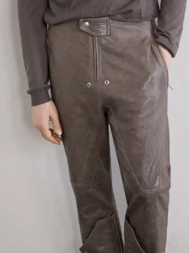 Rick Owens Motopants Straight-Leg Panelled Leather Trousers - Men | Thumbnail 5 Rick Owens Motopants Straight-Leg Panelled Leather Trousers - Men | Thumbnail 5