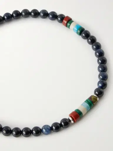 Mikia Sterling Silver Multi-Stone Beaded Bracelet - Men | Thumbnail 5 Mikia Sterling Silver Multi-Stone Beaded Bracelet - Men | Thumbnail 5