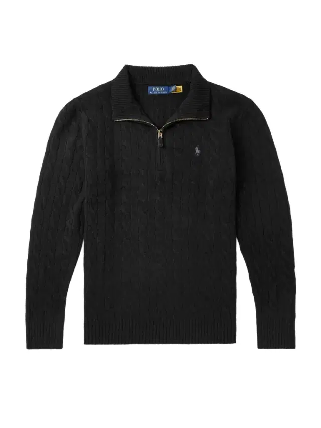 Polo Ralph Lauren Logo-Embroidered Cable-Knit Wool and Cashmere-Blend Half-Zip Sweater - Men