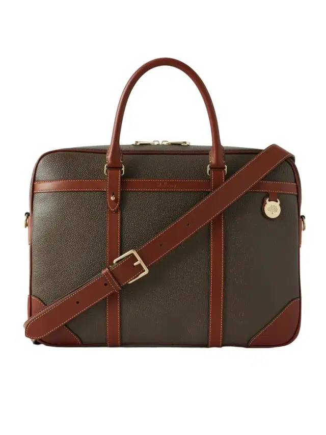 Heritage Leather-Trimmed Scotchgrain Briefcase - Men