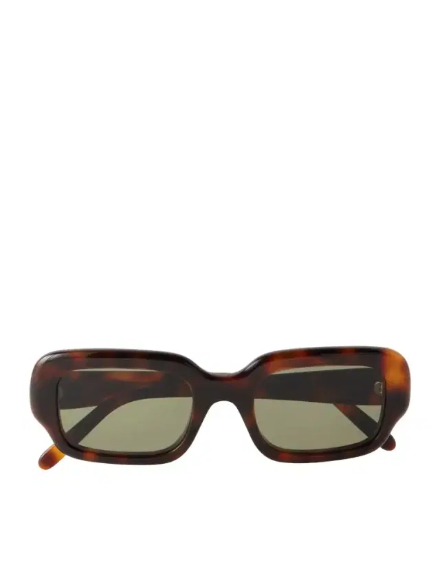 Slim Havana Rectangular Acetate Sunglasses - Men