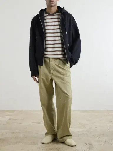Auralee Wide-Leg Pleated Paint-Splattered Cotton-Twill Chinos - Men | Thumbnail 2 Auralee Wide-Leg Pleated Paint-Splattered Cotton-Twill Chinos - Men | Thumbnail 2
