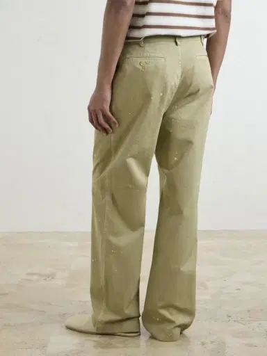 Auralee Wide-Leg Pleated Paint-Splattered Cotton-Twill Chinos - Men | Thumbnail 4 Auralee Wide-Leg Pleated Paint-Splattered Cotton-Twill Chinos - Men | Thumbnail 4