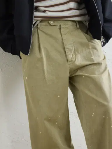 Auralee Wide-Leg Pleated Paint-Splattered Cotton-Twill Chinos - Men | Thumbnail 5 Auralee Wide-Leg Pleated Paint-Splattered Cotton-Twill Chinos - Men | Thumbnail 5