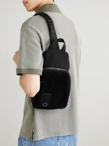 Loewe Flex Sling Leather and Suede-Trimmed Canvas Bag - Men | Thumbnail 2