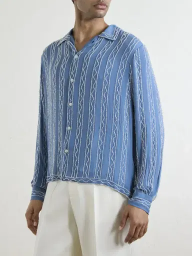 BODE Sea Beaded Silk Shirt - Men | Thumbnail 3