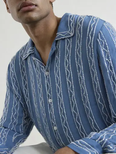 BODE Sea Beaded Silk Shirt - Men | Thumbnail 5