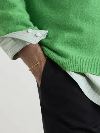 Mikia Gold-Plated Sterling Silver Emerald Chain Bracelet - Men | Thumbnail 2 Mikia Gold-Plated Sterling Silver Emerald Chain Bracelet - Men | Thumbnail 2
