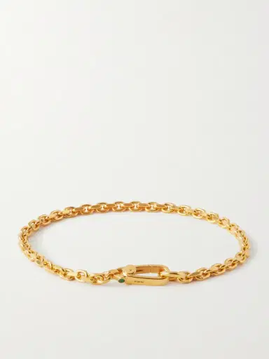 Mikia Gold-Plated Sterling Silver Emerald Chain Bracelet - Men | Thumbnail 3 Mikia Gold-Plated Sterling Silver Emerald Chain Bracelet - Men | Thumbnail 3