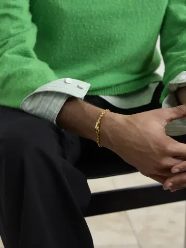Mikia Gold-Plated Sterling Silver Emerald Chain Bracelet - Men | Thumbnail 4 Mikia Gold-Plated Sterling Silver Emerald Chain Bracelet - Men | Thumbnail 4