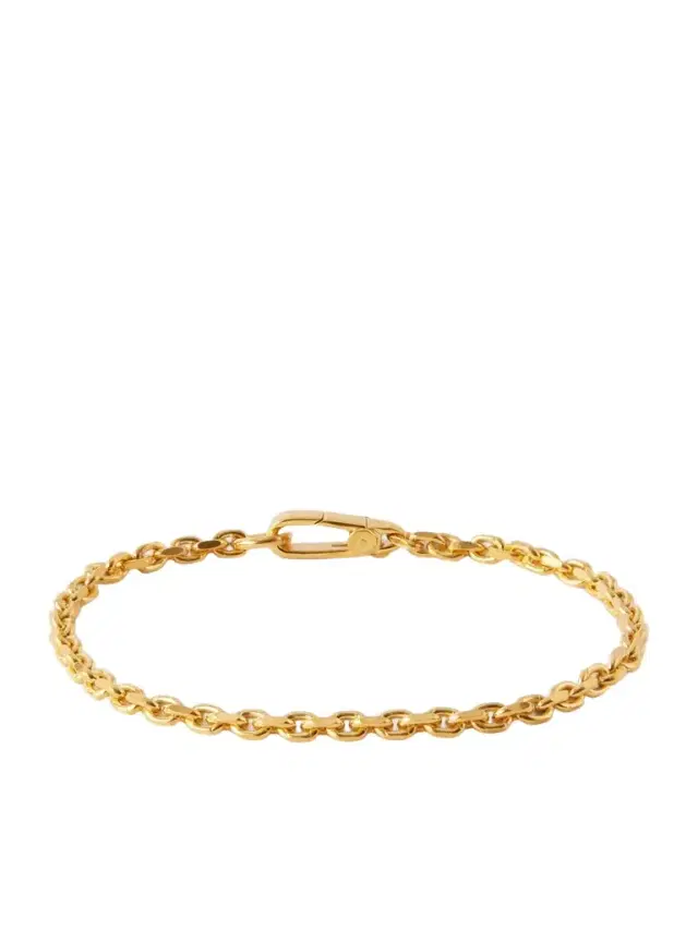 Mikia Gold-Plated Sterling Silver Emerald Chain Bracelet - Men