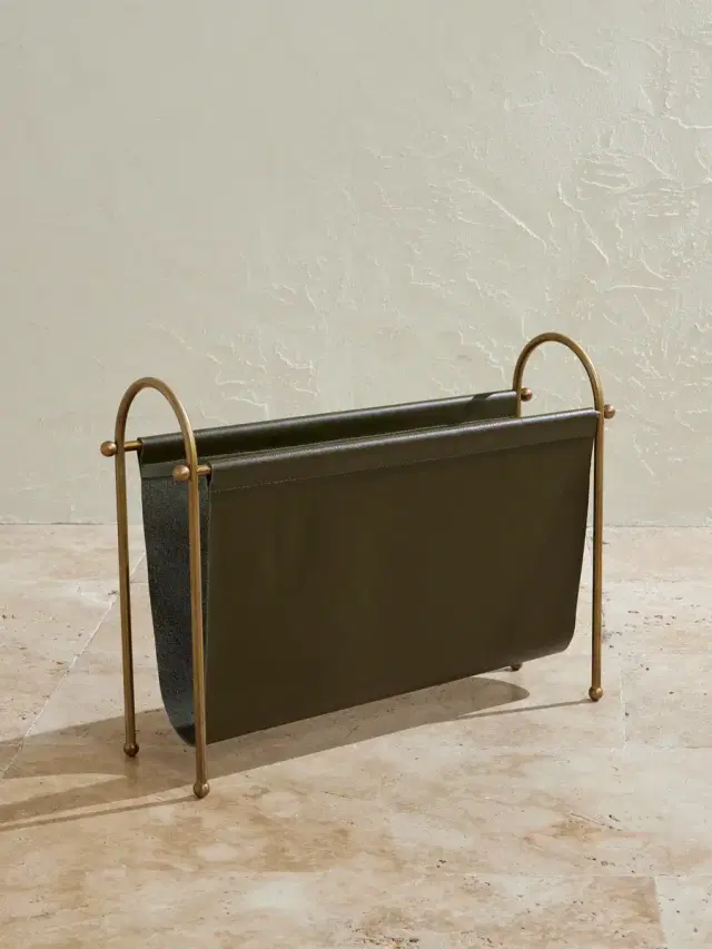 Soho Home Meard Gold-Tone and Leather Magazine Rack - Men
