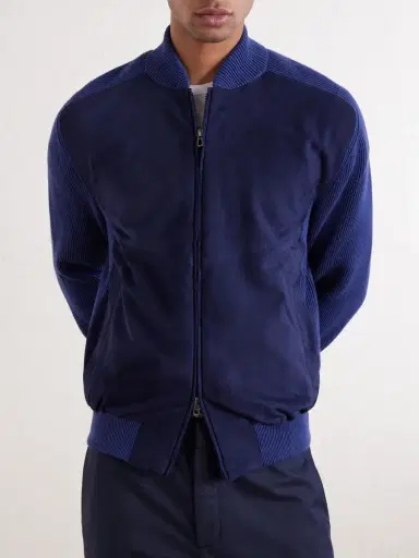 Sease Suede and Ribbed Cotton and Cashmere-Blend Bomber Jacket - Men | Thumbnail 3 Sease Suede and Ribbed Cotton and Cashmere-Blend Bomber Jacket - Men | Thumbnail 3
