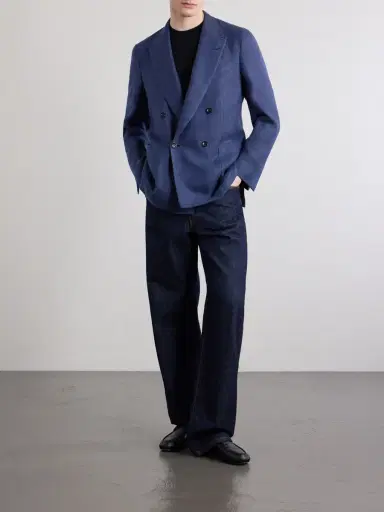 Zegna Double-Breasted Linen, Wool and Silk-Blend Blazer - Men | Thumbnail 2