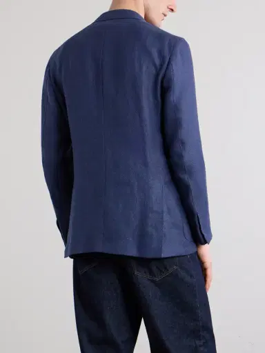 Zegna Double-Breasted Linen, Wool and Silk-Blend Blazer - Men | Thumbnail 4