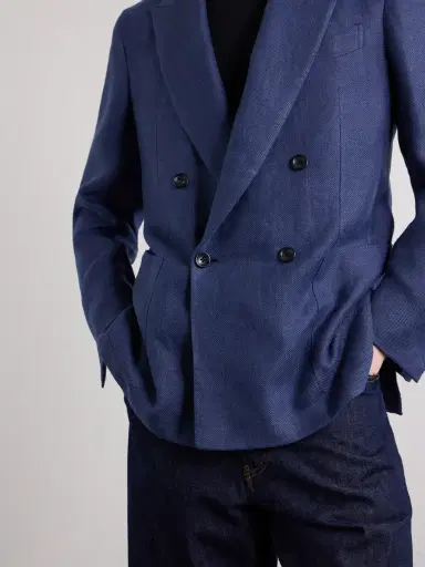 Zegna Double-Breasted Linen, Wool and Silk-Blend Blazer - Men | Thumbnail 5