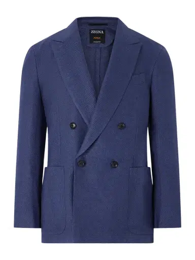 Zegna Double-Breasted Linen, Wool and Silk-Blend Blazer - Men | Thumbnail 1