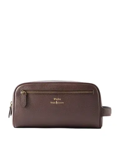 Polo Ralph Lauren Logo-Print Full-Grain Leather Washbag - Men | Thumbnail 1 Polo Ralph Lauren Logo-Print Full-Grain Leather Washbag - Men | Thumbnail 1