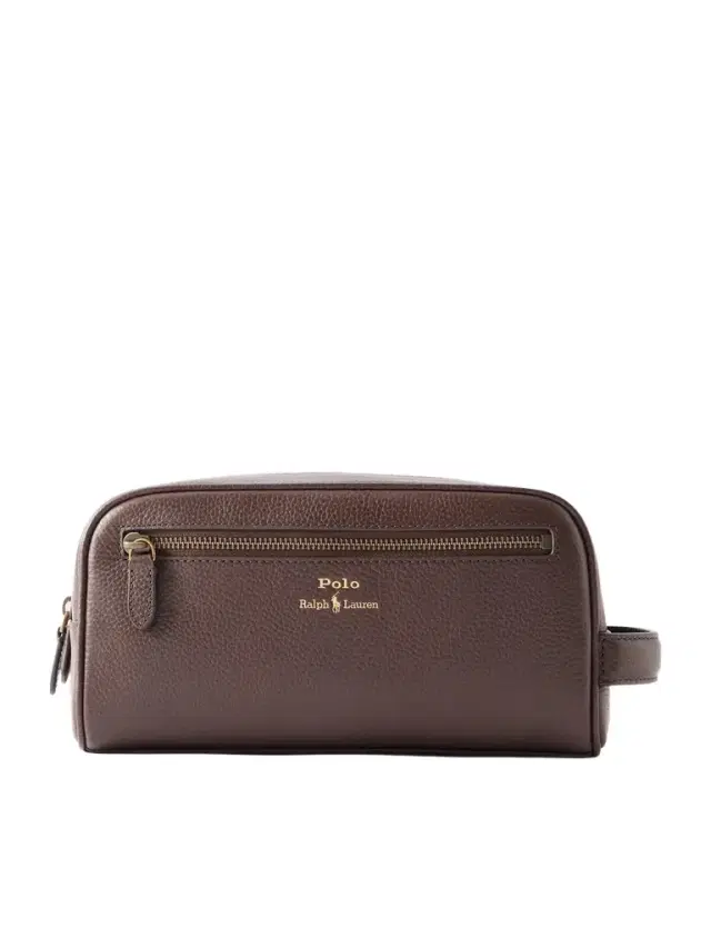Logo-Print Full-Grain Leather Washbag - Men