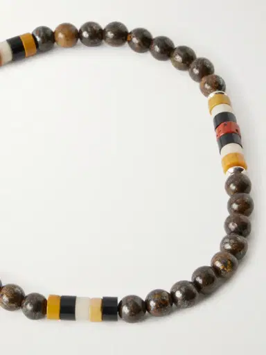 Mikia Sterling Silver Bronzite and Jasper Beaded Bracelet - Men | Thumbnail 5 Mikia Sterling Silver Bronzite and Jasper Beaded Bracelet - Men | Thumbnail 5